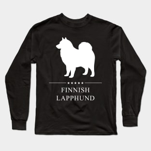 Finnish Lapphund Dog White Silhouette Long Sleeve T-Shirt